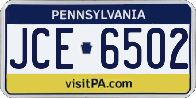 PA license plate JCE6502