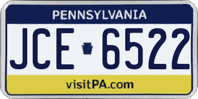 PA license plate JCE6522