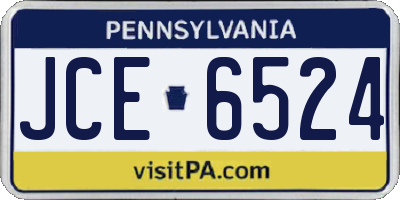 PA license plate JCE6524