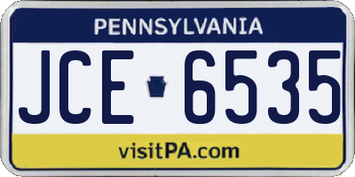 PA license plate JCE6535