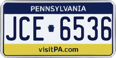 PA license plate JCE6536
