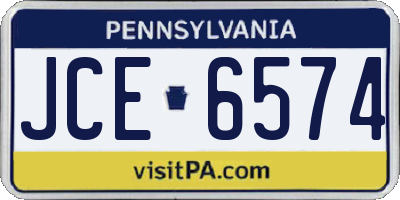 PA license plate JCE6574