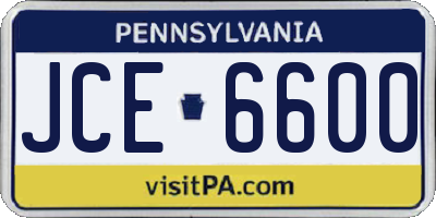 PA license plate JCE6600