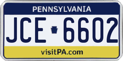 PA license plate JCE6602