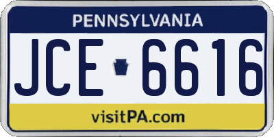 PA license plate JCE6616
