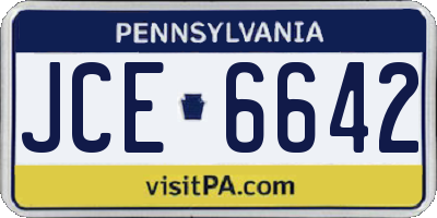 PA license plate JCE6642