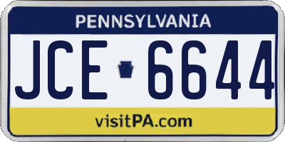 PA license plate JCE6644
