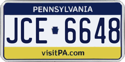 PA license plate JCE6648
