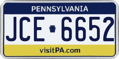 PA license plate JCE6652