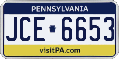 PA license plate JCE6653