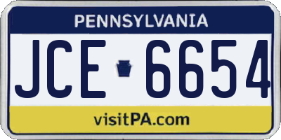 PA license plate JCE6654