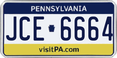 PA license plate JCE6664