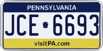 PA license plate JCE6693