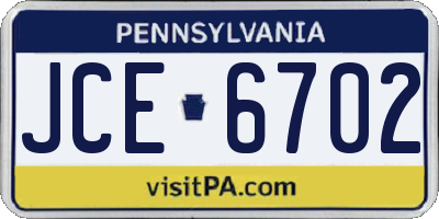 PA license plate JCE6702