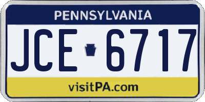 PA license plate JCE6717