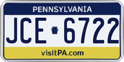 PA license plate JCE6722