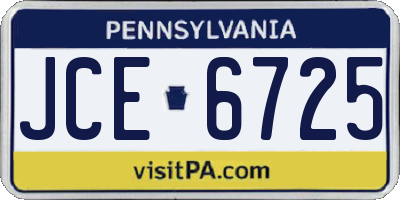 PA license plate JCE6725