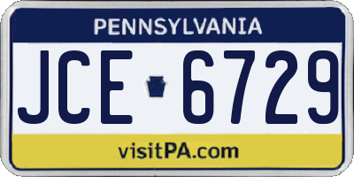 PA license plate JCE6729