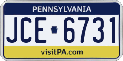 PA license plate JCE6731