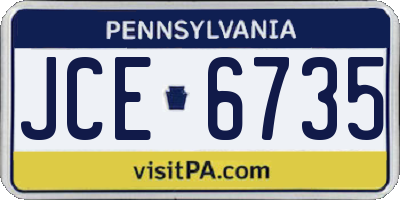 PA license plate JCE6735