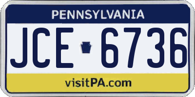 PA license plate JCE6736