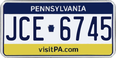 PA license plate JCE6745
