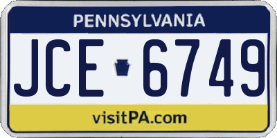 PA license plate JCE6749