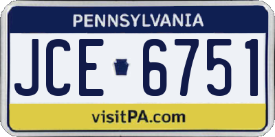 PA license plate JCE6751