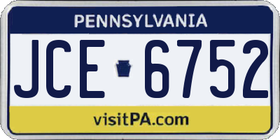 PA license plate JCE6752