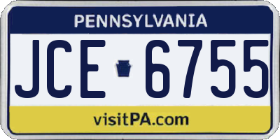 PA license plate JCE6755
