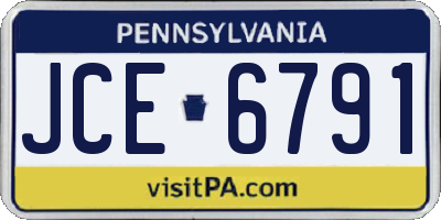 PA license plate JCE6791