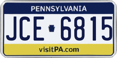 PA license plate JCE6815