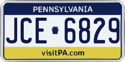 PA license plate JCE6829