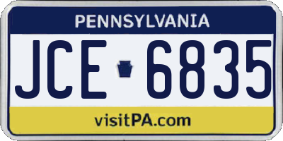 PA license plate JCE6835