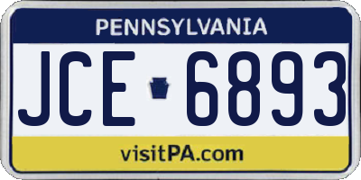 PA license plate JCE6893