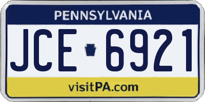PA license plate JCE6921