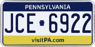 PA license plate JCE6922