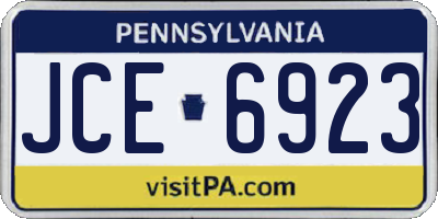 PA license plate JCE6923