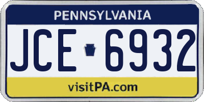 PA license plate JCE6932
