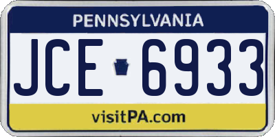 PA license plate JCE6933