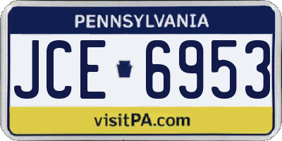 PA license plate JCE6953