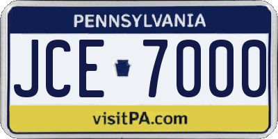 PA license plate JCE7000