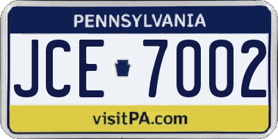 PA license plate JCE7002