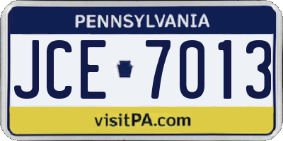 PA license plate JCE7013