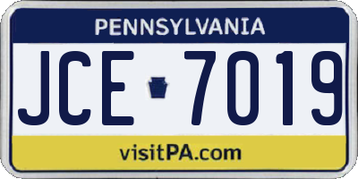 PA license plate JCE7019