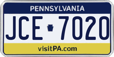 PA license plate JCE7020