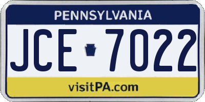 PA license plate JCE7022