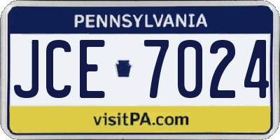 PA license plate JCE7024
