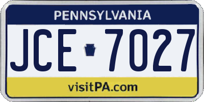 PA license plate JCE7027