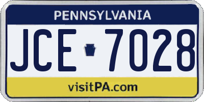 PA license plate JCE7028